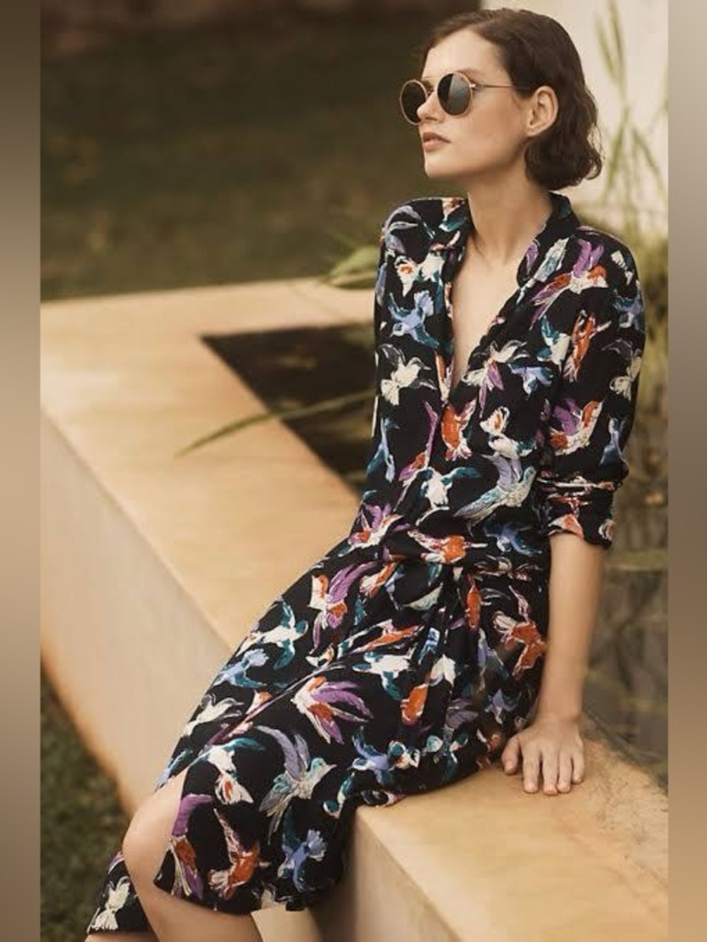 Anthropologie Maeve Martina Songbird Shirtdress Bird Print Women’s 4